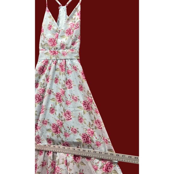 Rue 21- Women's Summer Sleeveless High Low Hem Ruffle-Floral Dress-Light Blue-XS - Picture 5 of 16